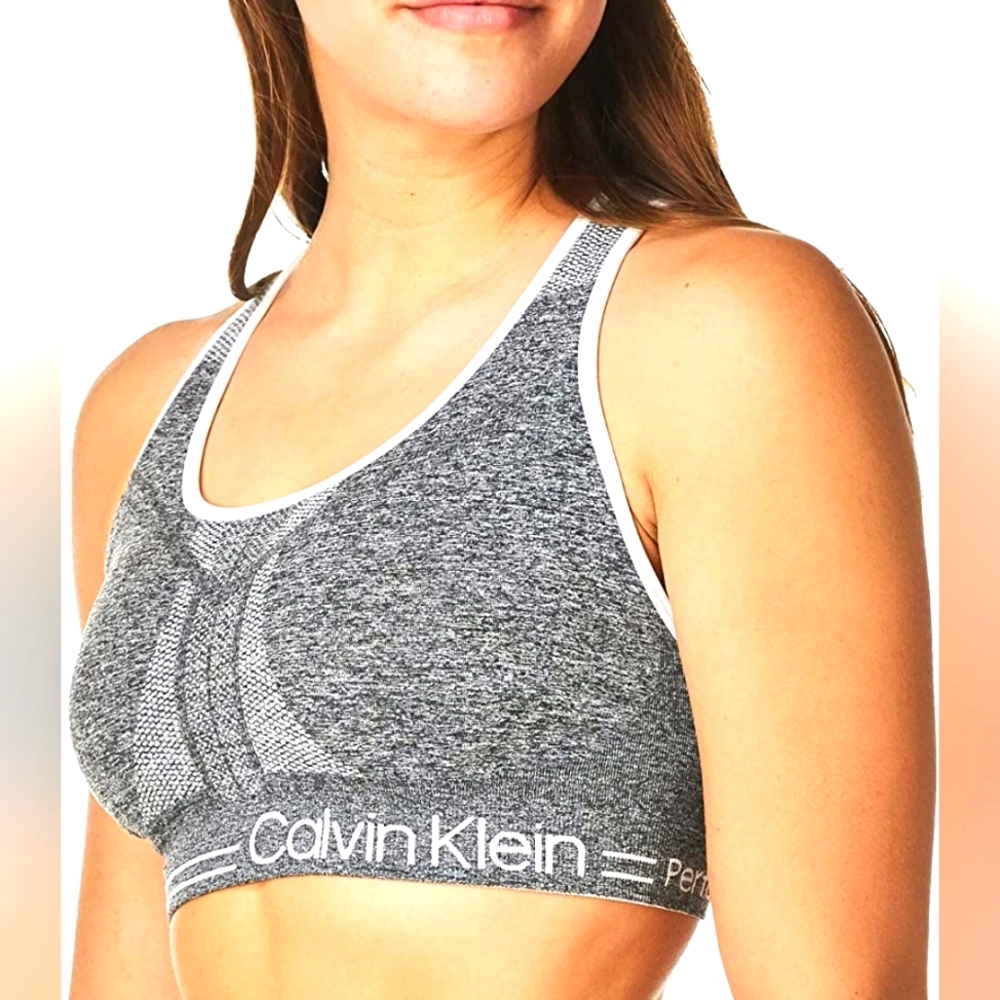 Calvin Klein Womens Medium Impact Reversible Bra Top -